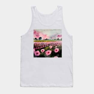 Fresh pink watercolor flower field Tank Top